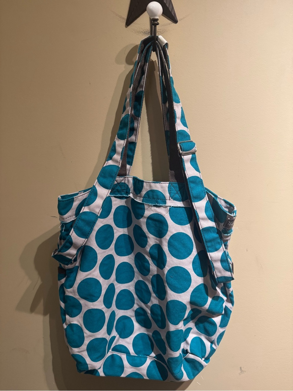 Thirty-One Retro Metro Foldover Bag Teal Mod Dot NWOT